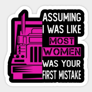 Female truck driver pink Sticker